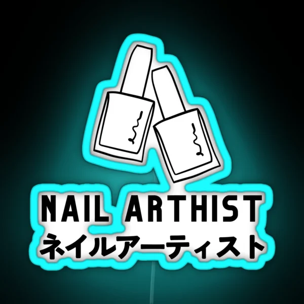 Japanese Nail Artist Logo Design Black RGB Neon Sign