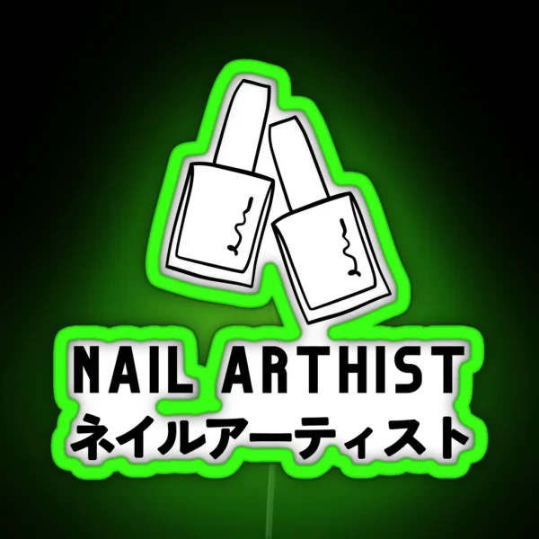 Japanese Nail Artist Logo Design Black RGB Neon Sign