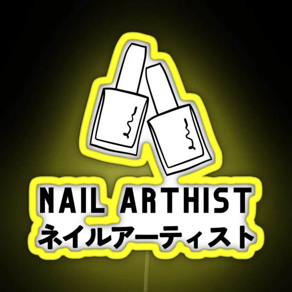 Japanese Nail Artist Logo Design Black RGB Neon Sign