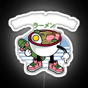 Japanese Noodle Lover Gift Product Skater Style Ramen Tee RGB Neon Sign