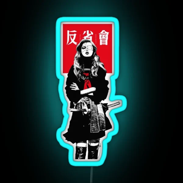 Japanese Samurai Girl Urban Cyberpunk Style RGB Neon Sign