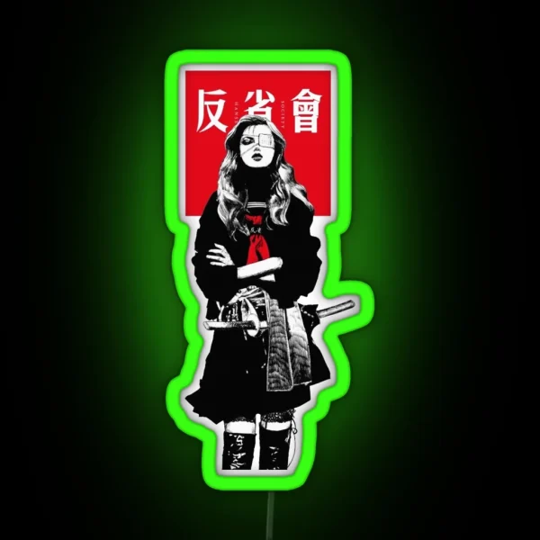 Japanese Samurai Girl Urban Cyberpunk Style RGB Neon Sign