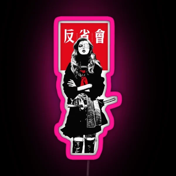 Japanese Samurai Girl Urban Cyberpunk Style RGB Neon Sign