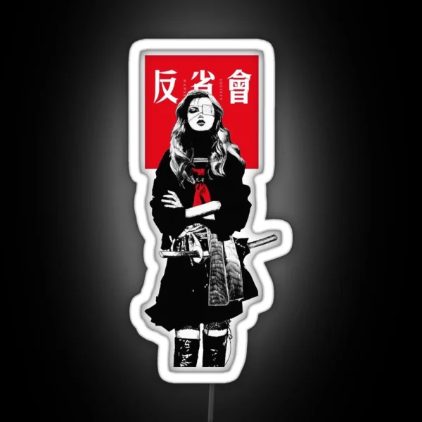 Japanese Samurai Girl Urban Cyberpunk Style RGB Neon Sign