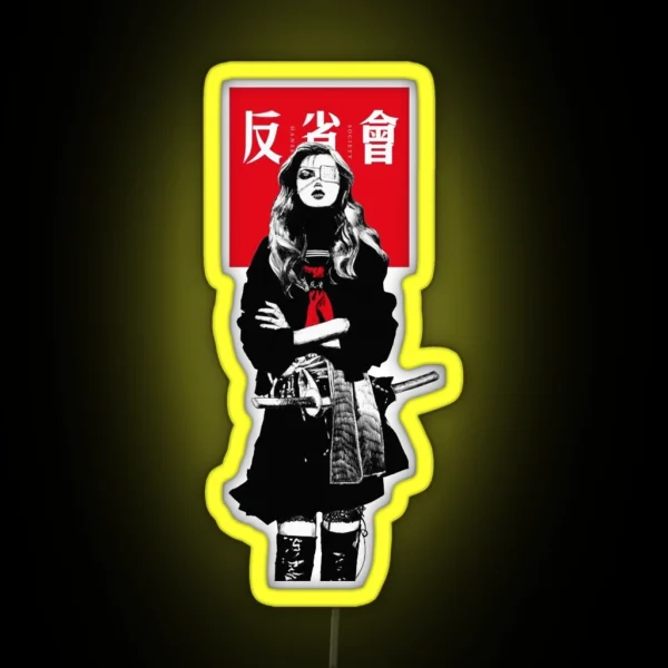 Japanese Samurai Girl Urban Cyberpunk Style RGB Neon Sign