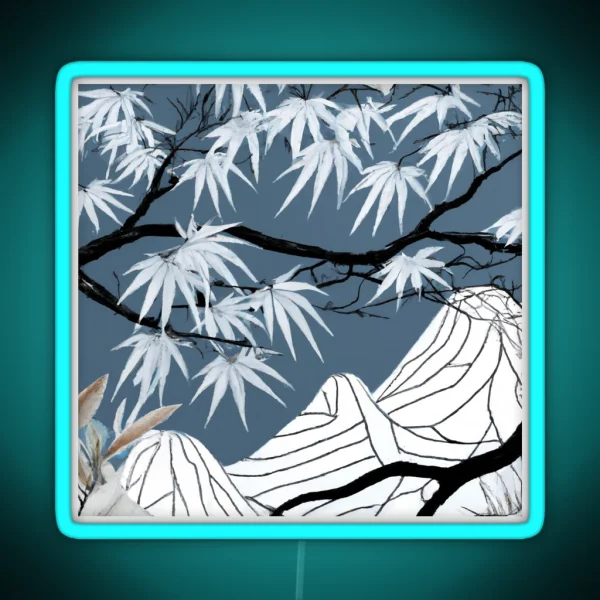 Japanese Snowy Mountains RGB Neon Sign