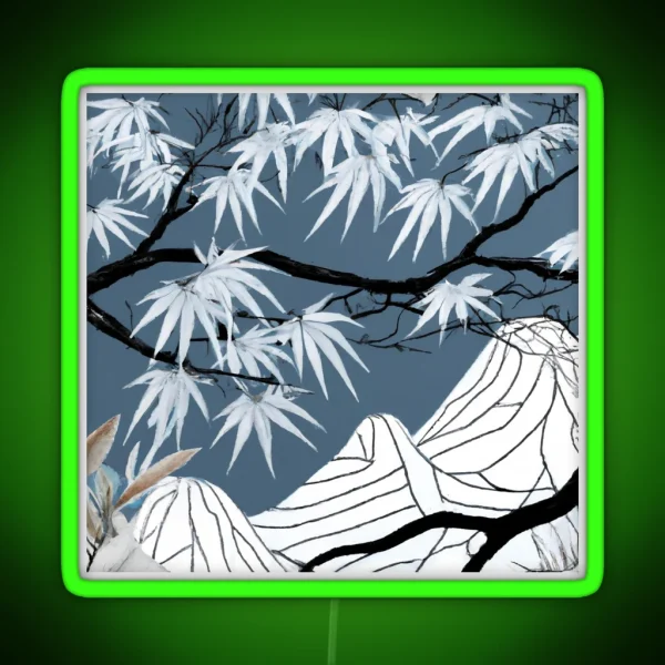 Japanese Snowy Mountains RGB Neon Sign