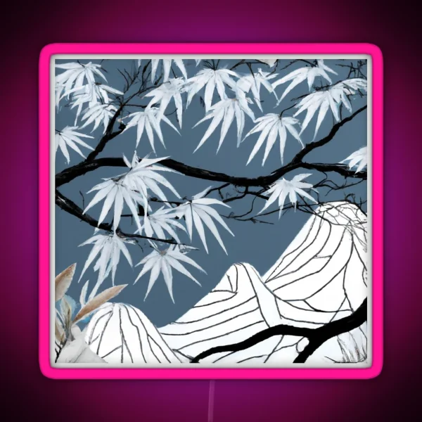Japanese Snowy Mountains RGB Neon Sign