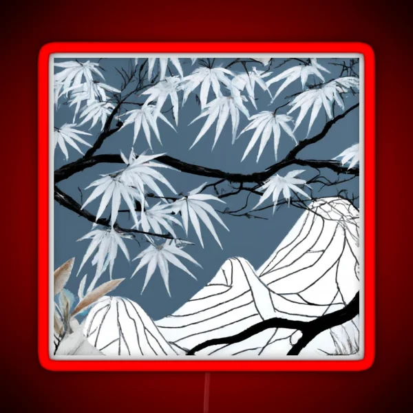 Japanese Snowy Mountains RGB Neon Sign