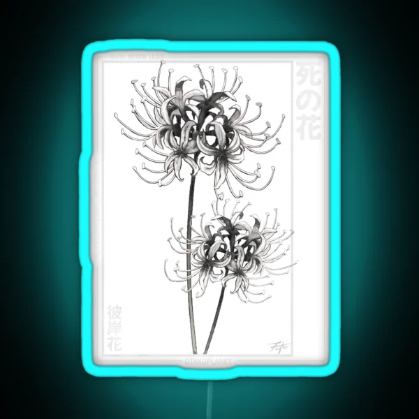 Japanese White Spider Lily Aesthetic RGB Neon Sign