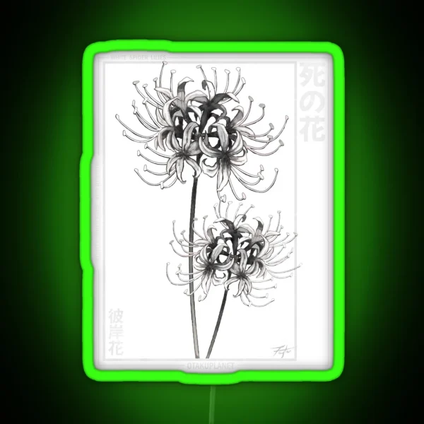 Japanese White Spider Lily Aesthetic RGB Neon Sign