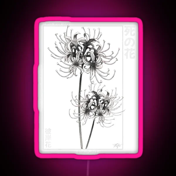 Japanese White Spider Lily Aesthetic RGB Neon Sign