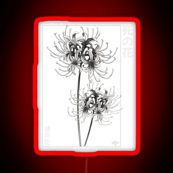 Japanese White Spider Lily Aesthetic RGB Neon Sign