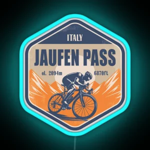 Jaufen Pass Jaufenpass Italy Cycling Mountain Design RGB Neon Sign