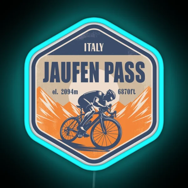 Jaufen Pass Jaufenpass Italy Cycling Mountain Design RGB Neon Sign