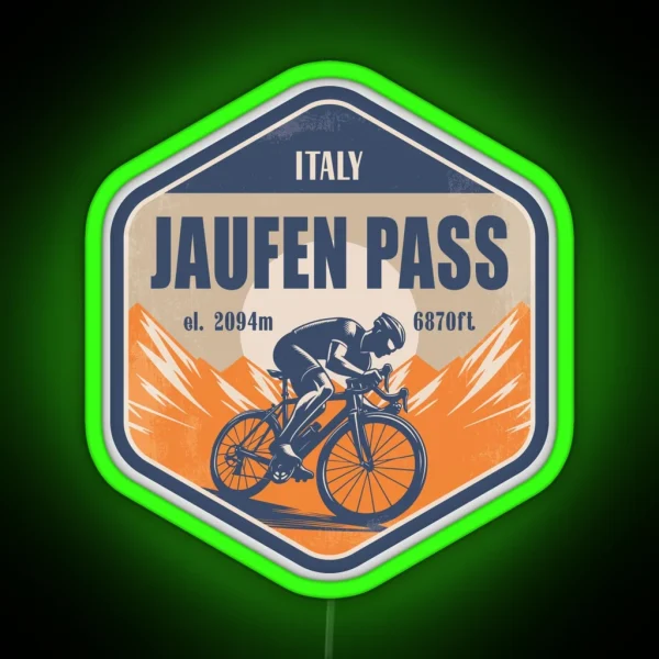 Jaufen Pass Jaufenpass Italy Cycling Mountain Design RGB Neon Sign