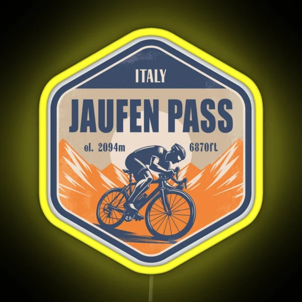 Jaufen Pass Jaufenpass Italy Cycling Mountain Design RGB Neon Sign