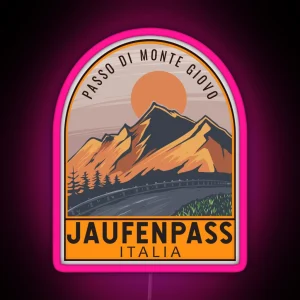 Jaufenpass Italy Retro Travel Emblem RGB Neon Sign