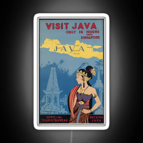 Java Indonesia Vintage Retro Travel Summer Holiday Jakarta 1960s RGB Neon Sign