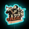 Jazz Trumpeter Drummer With The Text Flowing Music Of Great Artists RGB Neon Sign - Image 2