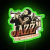 Jazz Trumpeter Drummer With The Text Flowing Music Of Great Artists RGB Neon Sign - Image 3
