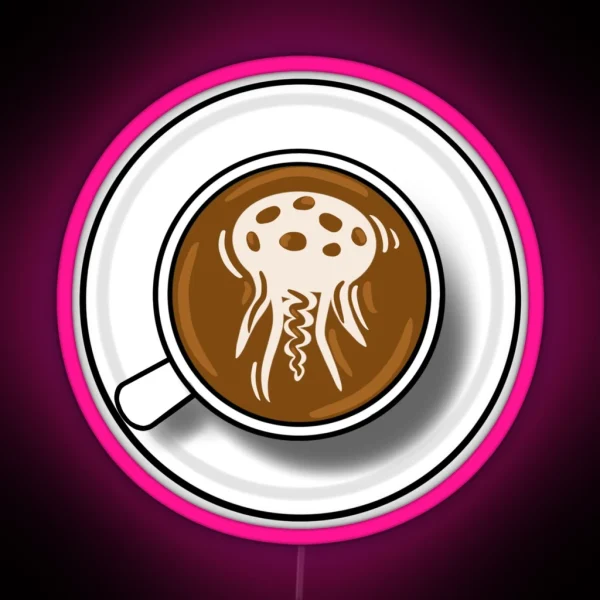 Jellyfish Latte Art RGB Neon Sign