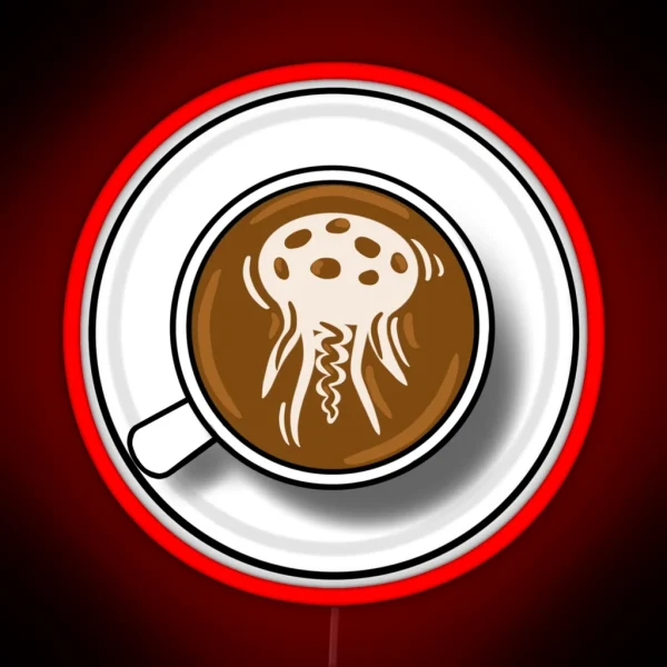 Jellyfish Latte Art RGB Neon Sign