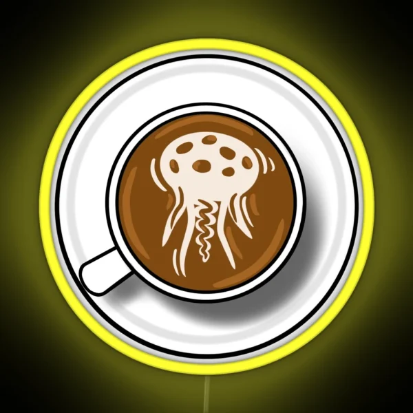 Jellyfish Latte Art RGB Neon Sign