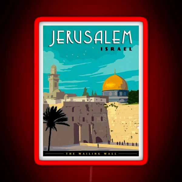 JERUSALEM ISRAEL Vintage Travel Advertising RGB Neon Sign