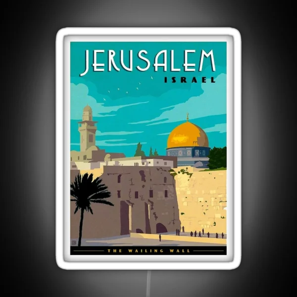 JERUSALEM ISRAEL Vintage Travel Advertising RGB Neon Sign