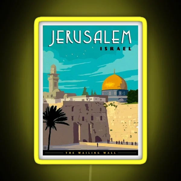 JERUSALEM ISRAEL Vintage Travel Advertising RGB Neon Sign