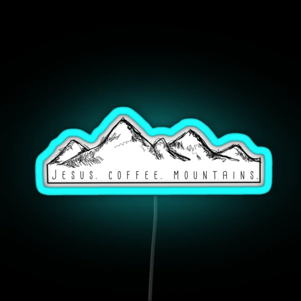 Jesus Coffee Mountains RGB Neon Sign