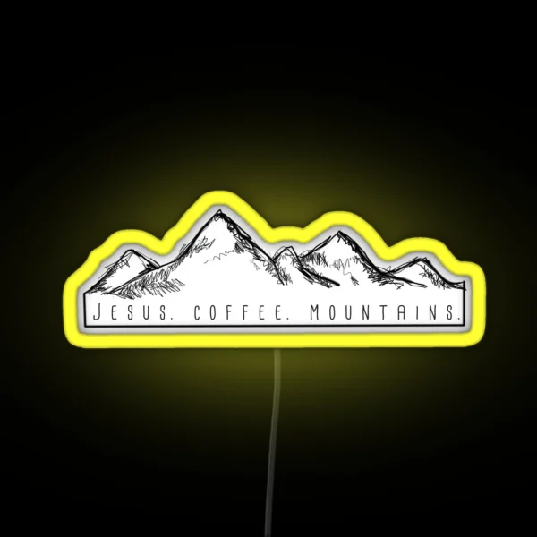 Jesus Coffee Mountains RGB Neon Sign