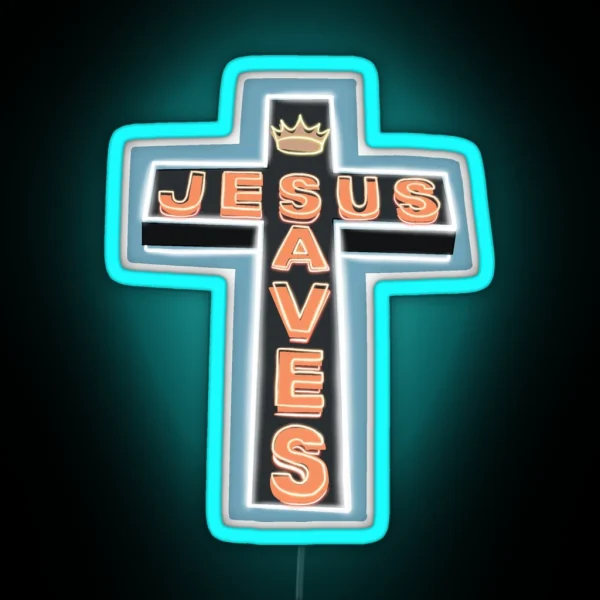 Jesus Saves RGB Neon Sign