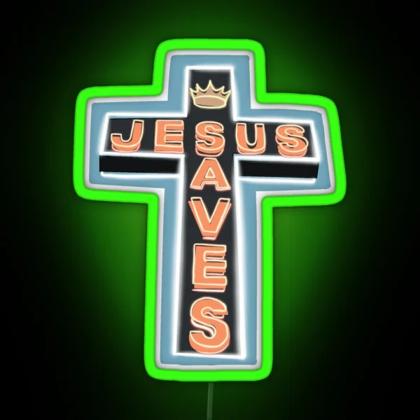 Jesus Saves RGB Neon Sign