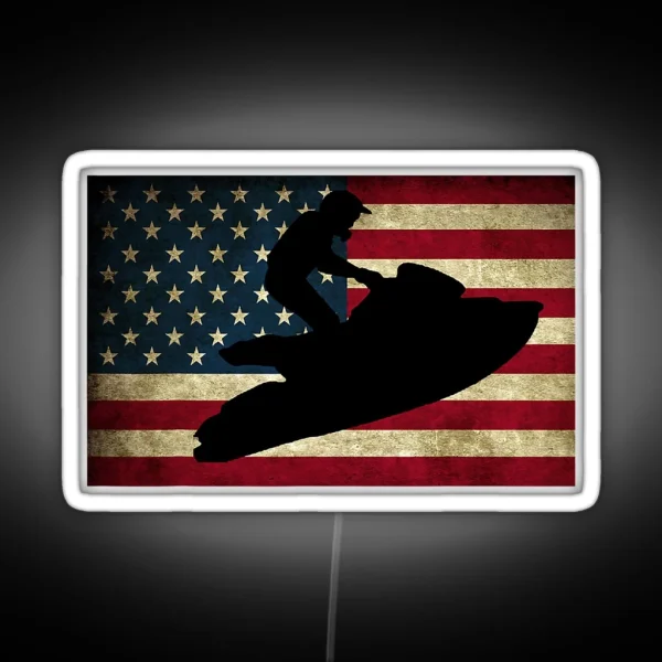 Jet Ski Jet Skiing USA Flag RGB Neon Sign