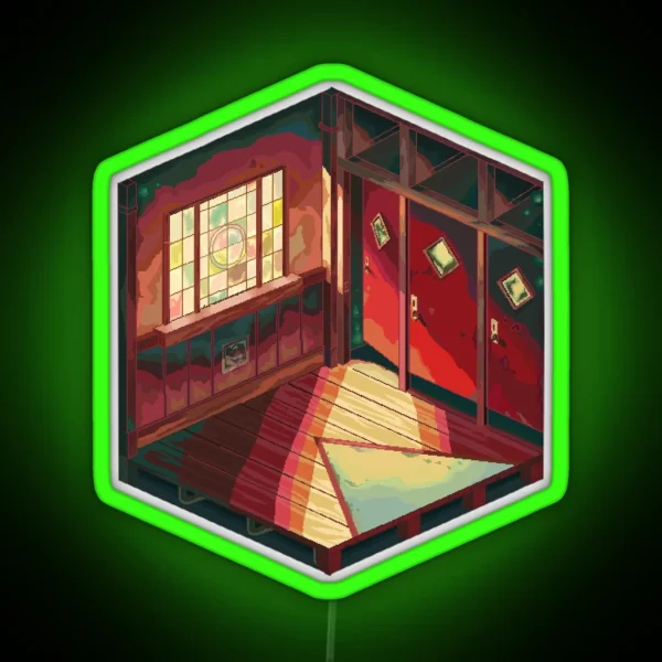 Jibaku Shounen Hanako Kun Bathroom Pixel Art RGB Neon Sign