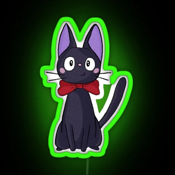 Jiji Illustrated With Red Bow RGB Neon Sign