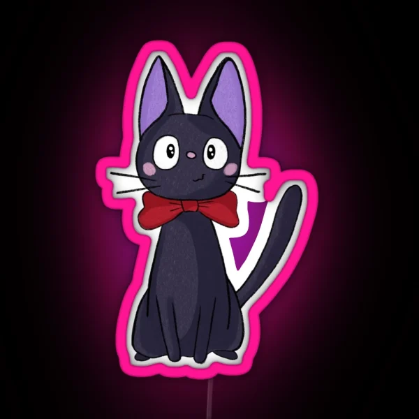 Jiji Illustrated With Red Bow RGB Neon Sign