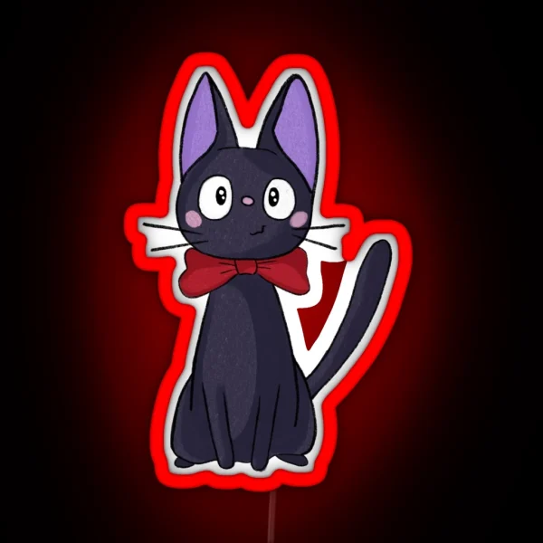 Jiji Illustrated With Red Bow RGB Neon Sign