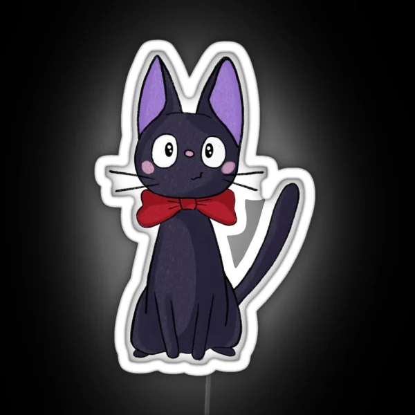 Jiji Illustrated With Red Bow RGB Neon Sign