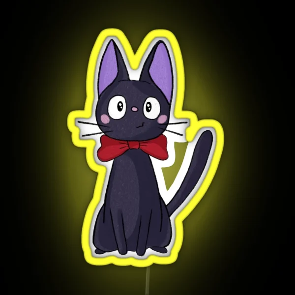 Jiji Illustrated With Red Bow RGB Neon Sign