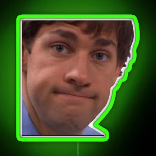 Jim Halpert Staring Into The Camera RGB Neon Sign