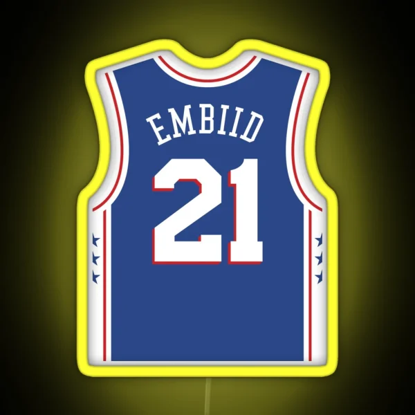 Joel Embiid 76ers Jersey RGB Neon Sign