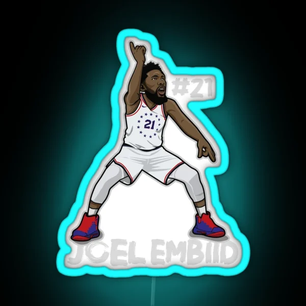 Joel Embiid Cartoon Style RGB Neon Sign