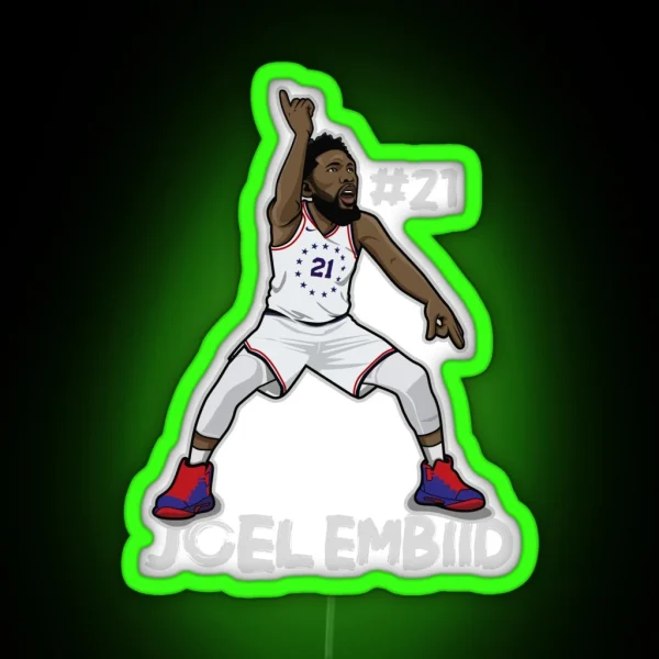 Joel Embiid Cartoon Style RGB Neon Sign