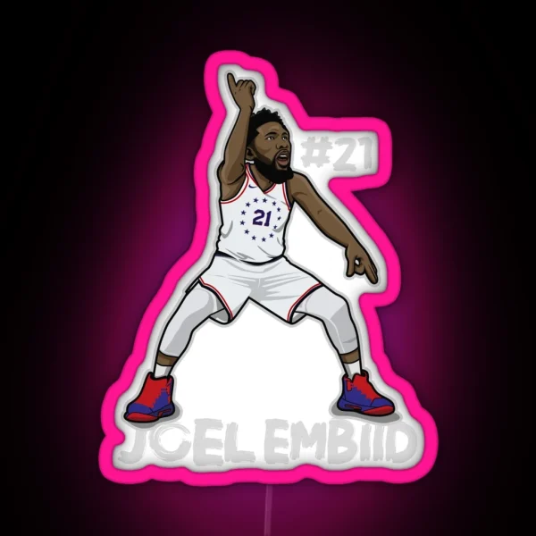 Joel Embiid Cartoon Style RGB Neon Sign
