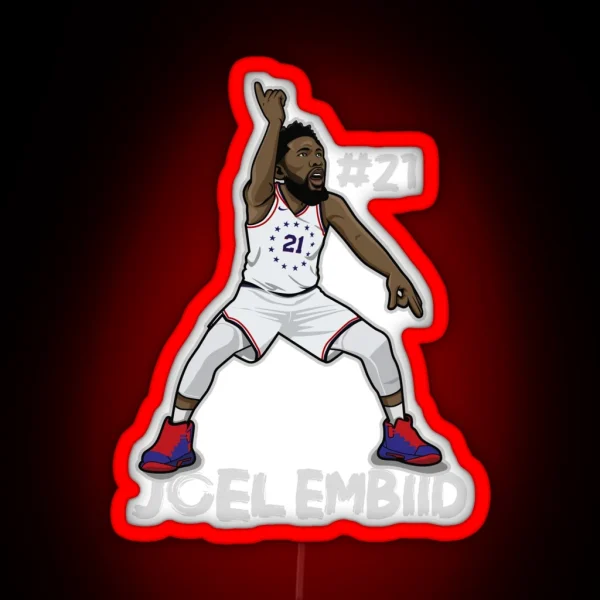Joel Embiid Cartoon Style RGB Neon Sign