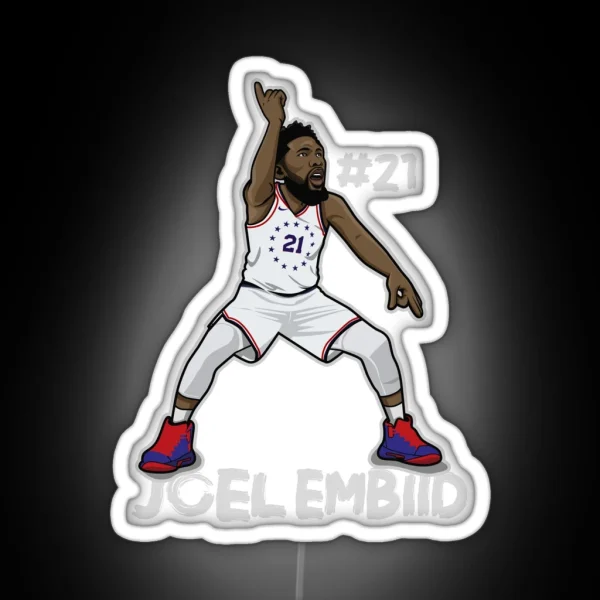 Joel Embiid Cartoon Style RGB Neon Sign