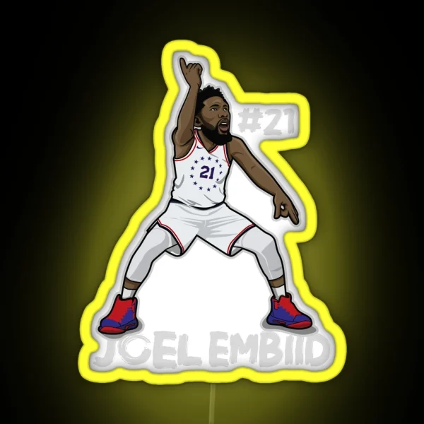 Joel Embiid Cartoon Style RGB Neon Sign